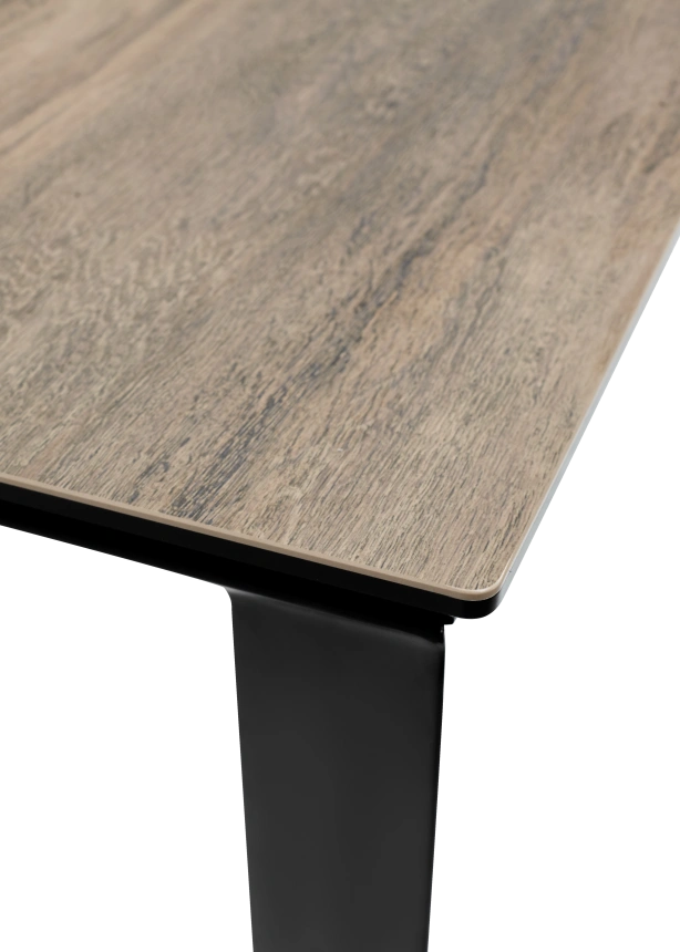 Кухонный стол раздвижной Cremona 140, KL-61 под дерево, итальянская керамика, черный каркас