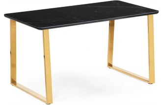 Кухонный стол Селена 2, 140x80x77, керамика, черный мрамор / золото