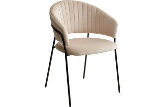 Стул Гемма, мягкий, H-06 бежевый, велюр, черный каркас