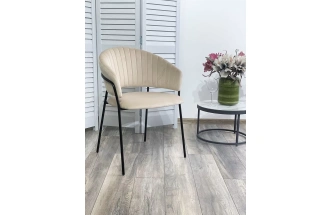 Стул Гемма, мягкий, H-06 бежевый, велюр, черный каркас