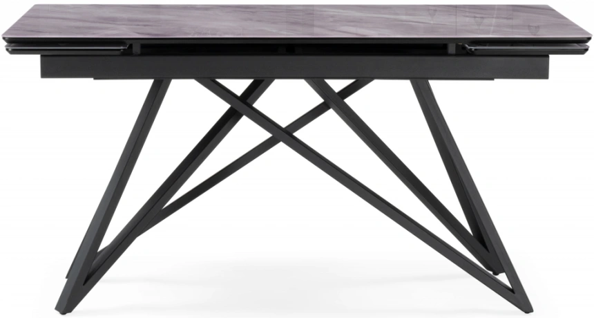 Обеденный раздвижной стол Вилсон, 140(200)х80, стекло, серый мрамор / черный