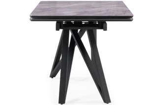 Обеденный раздвижной стол Вилсон, 140(200)х80, стекло, серый мрамор / черный