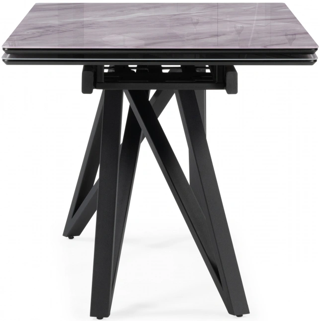 Обеденный раздвижной стол Вилсон, 140(200)х80, стекло, серый мрамор / черный
