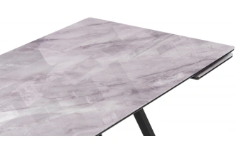 Обеденный раздвижной стол Вилсон, 140(200)х80, стекло, серый мрамор / черный