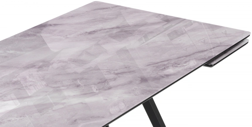 Обеденный раздвижной стол Вилсон, 140(200)х80, стекло, серый мрамор / черный