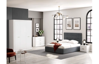 Кровать Гранда 160, мягкая, двуспальная, аура голубой