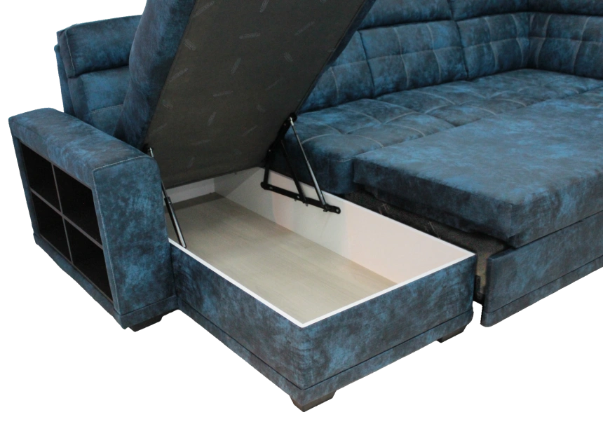 Диван модульный П-образный Мартин, Без задней ткани, Маборо 16 голубой