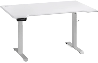 Стол компьютерный Маркос, 140, с механизмом подъема, белый / шагрень белая