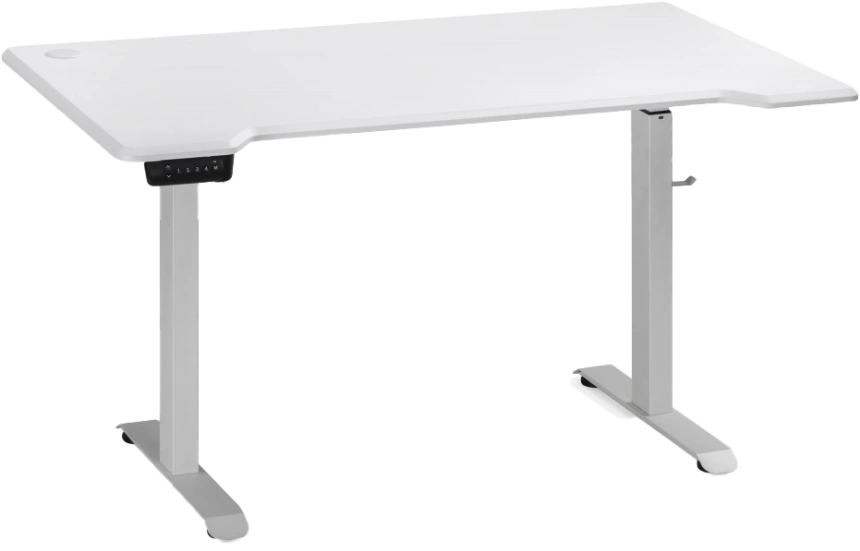 Стол компьютерный Маркос, 140, с механизмом подъема, белый / шагрень белая