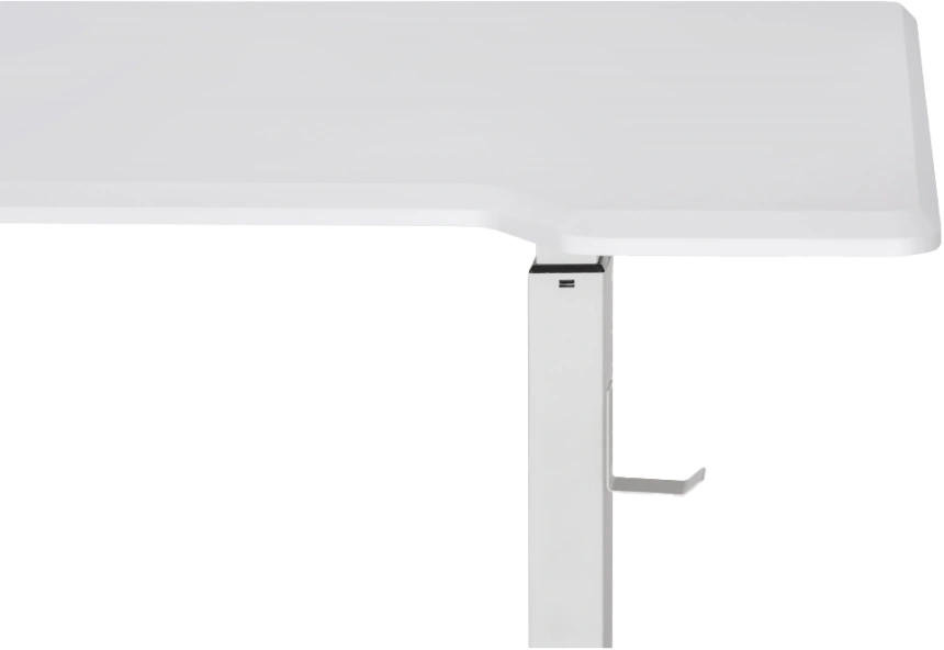 Стол компьютерный Маркос, 140, с механизмом подъема, белый / шагрень белая