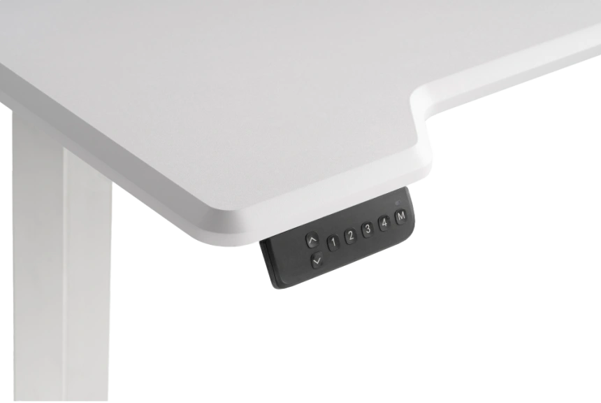 Стол компьютерный Маркос, 140, с механизмом подъема, белый / шагрень белая