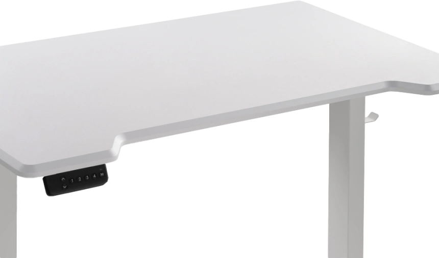 Стол компьютерный Маркос, 140, с механизмом подъема, белый / шагрень белая