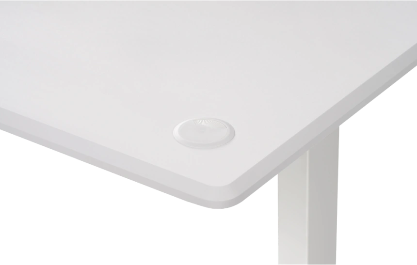 Стол компьютерный Маркос, 140, с механизмом подъема, белый / шагрень белая