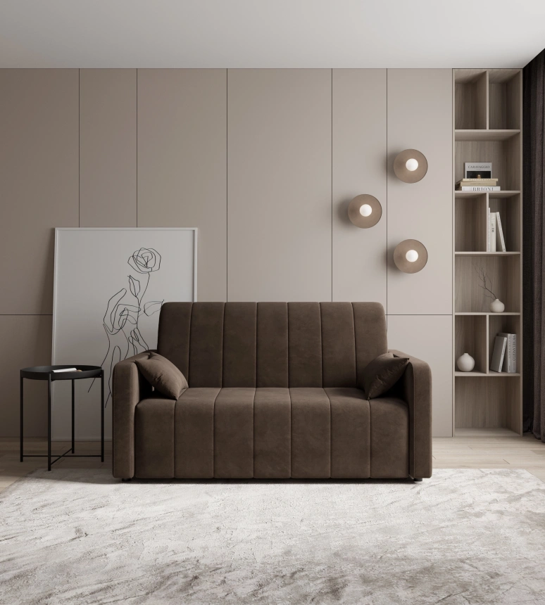 ​Диван прямой Борго 140, модель 107, Ultra Chocolate​ (шоколадный) / венге