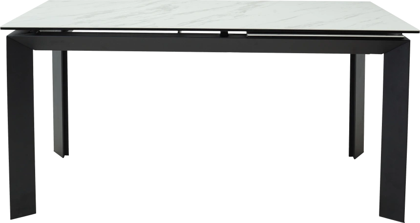 Кухонный стол раздвижной Cremona 140, KL-99 Белый мрамор матовый, итальянская керамика, черный каркас