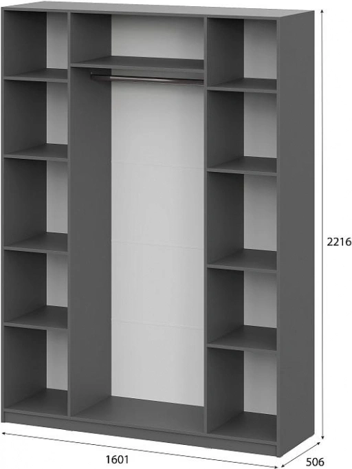 Шкаф четырехстворчатый Даиго, графит серый