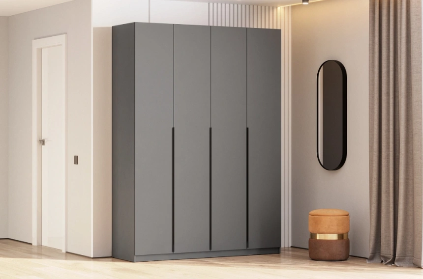 Шкаф четырехстворчатый Даиго, графит серый