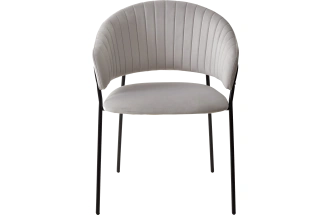 Стул Гемма, мягкий, H-09 светло-серый, велюр, черный каркас 