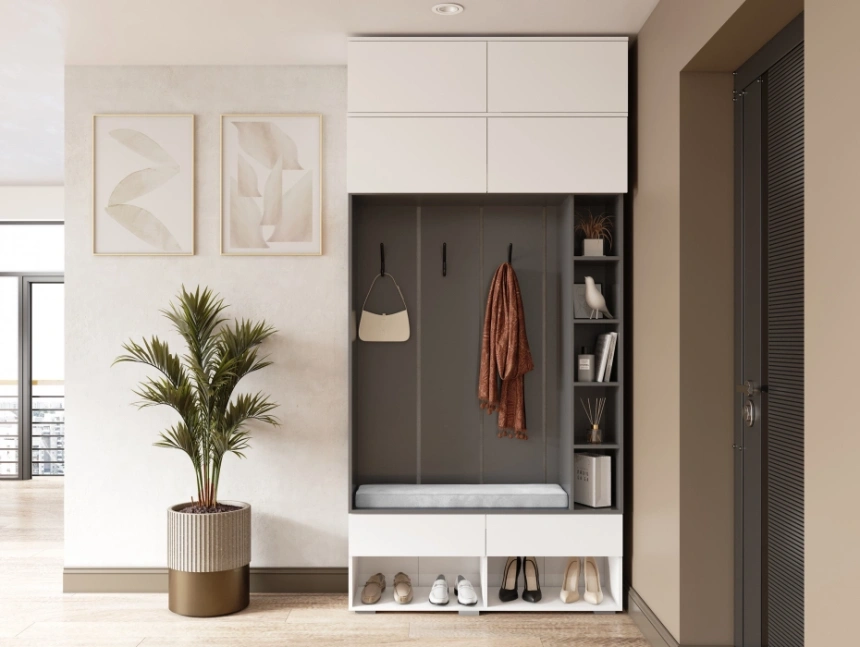 Модульная прихожая Роут, комплектация 9, белый / графит