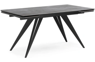 Обеденный раздвижной стол Дарвин, 140(200)х80, керамика, серый мрамор / черный