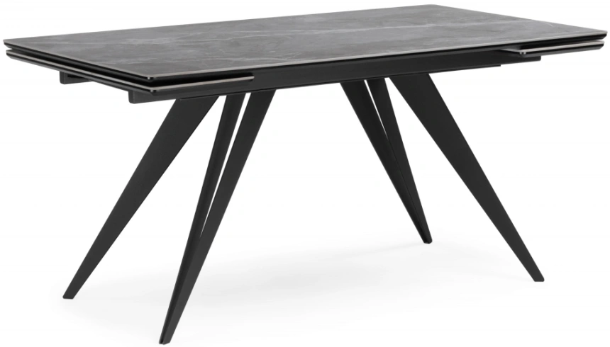 Обеденный раздвижной стол Дарвин, 140(200)х80, керамика, серый мрамор / черный