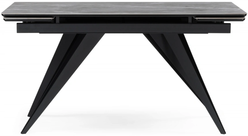 Обеденный раздвижной стол Дарвин, 140(200)х80, керамика, серый мрамор / черный