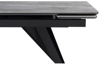 Обеденный раздвижной стол Дарвин, 140(200)х80, керамика, серый мрамор / черный