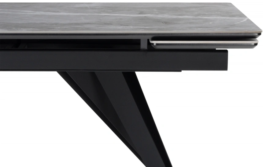 Обеденный раздвижной стол Дарвин, 140(200)х80, керамика, серый мрамор / черный