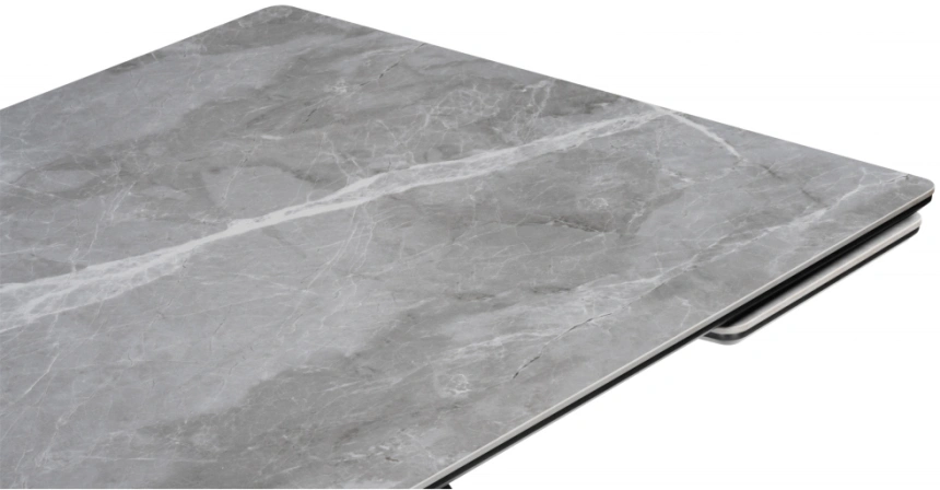 Обеденный раздвижной стол Дарвин, 140(200)х80, керамика, серый мрамор / черный