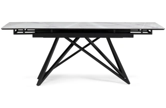 Обеденный раздвижной стол Вилсон, 140(200)х80, стекло, белый мрамор / черный