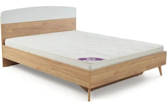 Кровать Калгари 160, двуспальная, дуб натуральный светлый / белый матовый