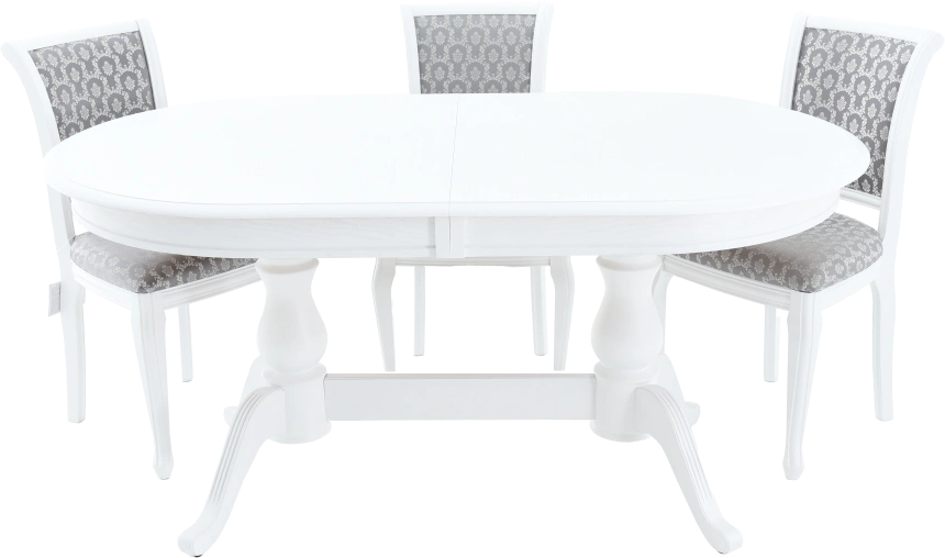 Кухонный стол Фабрицио-2, овал 120, белая эмаль, каркас белый