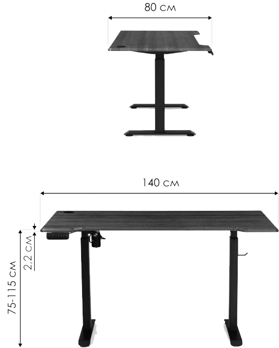 Стол компьютерный Маркос, 140, с механизмом подъема, белый / вотан дуб