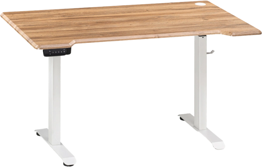 Стол компьютерный Маркос, 140, с механизмом подъема, белый / вотан дуб