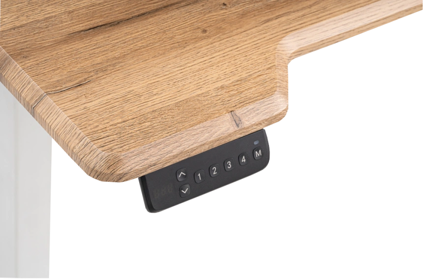 Стол компьютерный Маркос, 140, с механизмом подъема, белый / вотан дуб