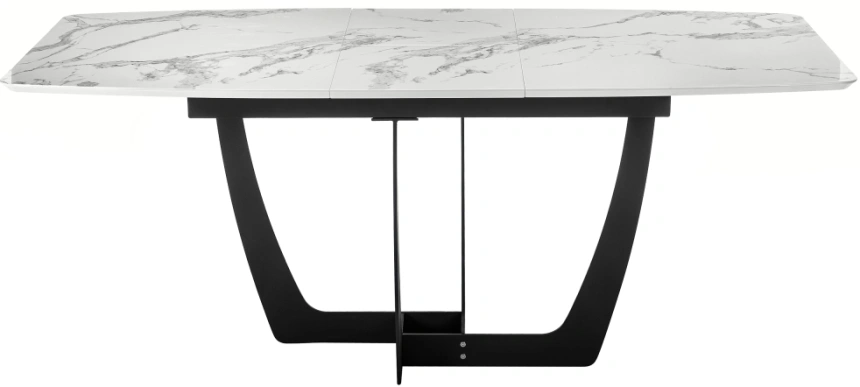 Кухонный обеденный раздвижной стол Миссандея, 140(180)х85х76, графит / белый мрамор