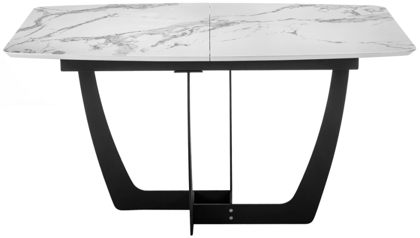 Кухонный обеденный раздвижной стол Миссандея, 140(180)х85х76, графит / белый мрамор