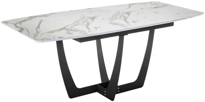 Кухонный обеденный раздвижной стол Миссандея, 140(180)х85х76, графит / белый мрамор
