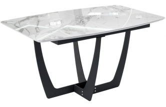 Кухонный обеденный раздвижной стол Миссандея, 140(180)х85х76, графит / белый мрамор