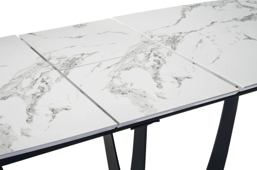 Кухонный обеденный раздвижной стол Миссандея, 140(180)х85х76, графит / белый мрамор