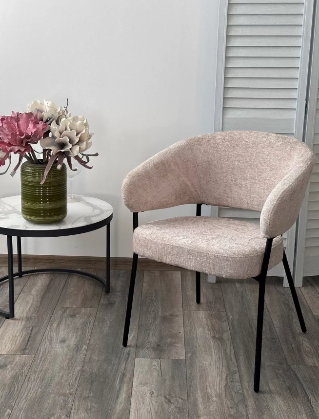 Стул Sage, мягкий,3018-10 бежевый, шенилл, черный каркас