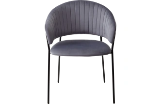 Стул Гемма, мягкий, H-14 серый, велюр, черный каркас