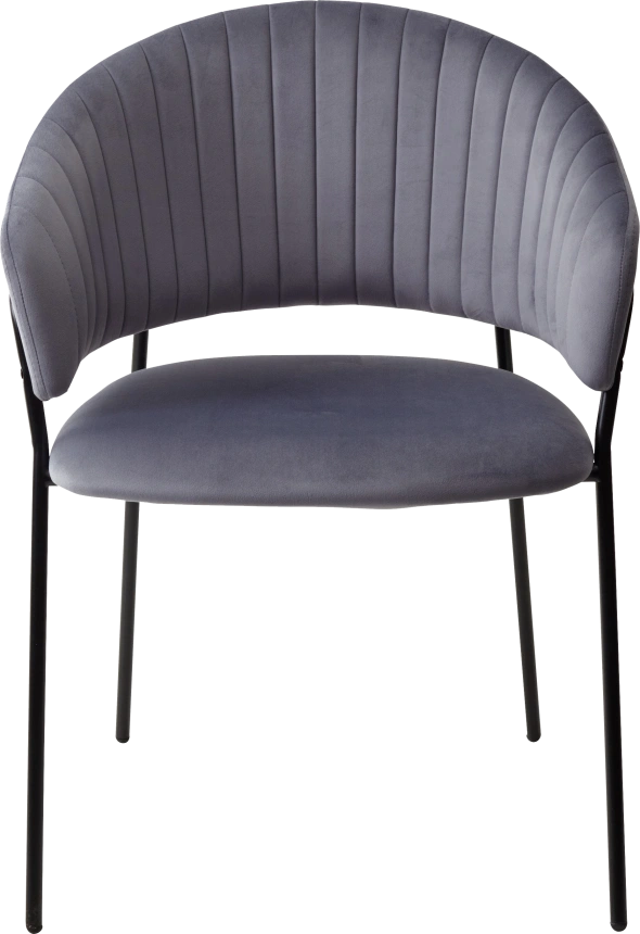 Стул Гемма, мягкий, H-14 серый, велюр, черный каркас 