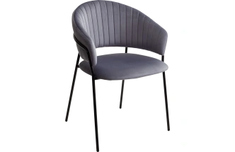 Стул Гемма, мягкий, H-14 серый, велюр, черный каркас