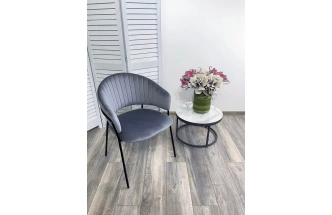 Стул Гемма, мягкий, H-14 серый, велюр, черный каркас