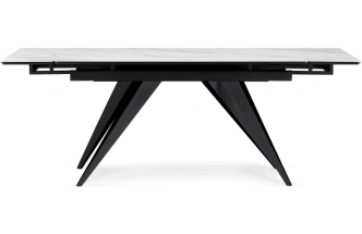 Обеденный раздвижной стол Дарвин, 140(200)х80, керамика, белый мрамор / черный