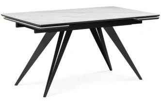 Обеденный раздвижной стол Дарвин, 140(200)х80, керамика, белый мрамор / черный