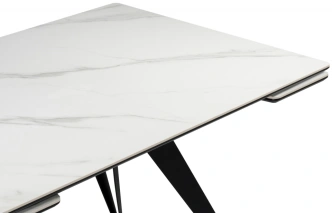 Обеденный раздвижной стол Дарвин, 140(200)х80, керамика, белый мрамор / черный
