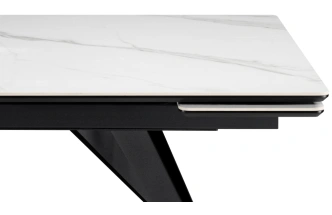 Обеденный раздвижной стол Дарвин, 140(200)х80, керамика, белый мрамор / черный