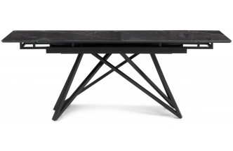 Обеденный раздвижной стол Вилсон, 140(200)х80, стекло, черный мрамор / черный